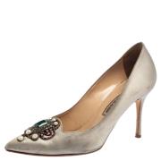 Pre-owned Satin heels Manolo Blahnik Pre-owned , Gray , Dames