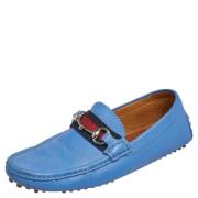 Pre-owned Leather flats Gucci Vintage , Blue , Dames