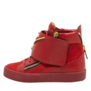 Pre-owned Leather sneakers Giuseppe Zanotti Pre-owned , Red , Dames