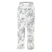 Bloemen cargobroek met trekkoord Kocca , White , Dames