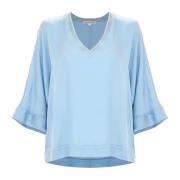 Zachte V-hals blouse Kocca , Blue , Dames