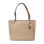 Beige Print Handtas Guess , Beige , Dames