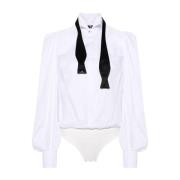 Witte Shirt met Body Stijl Elisabetta Franchi , White , Dames