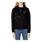 Zwarte Hoodie met Ritssluiting Armani Exchange , Black , Dames