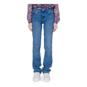 Blauwe Katoenen Zip Jeans voor Vrouwen Guess , Blue , Dames