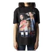 Zwart Print T-shirt voor Dames Tommy Jeans , Black , Dames