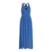 Lichtblauwe mouwloze V-hals jurk Vila , Blue , Dames