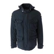 Blauwe Hoodie met Rits en Knopen Blauer , Blue , Heren