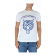 Witte Print Ronde Hals T-shirt Plein Sport , White , Heren