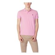 Roze effen polo met knoopsluiting U.s. Polo Assn. , Pink , Heren