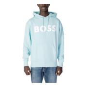 Lichtblauwe Bedrukte Hoodie Hugo Boss , Blue , Heren