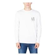 Wit Langarm T-shirt met Print Armani Exchange , White , Heren