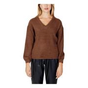 Bruine V-hals Gebreide Kleding voor Vrouwen Jacqueline de Yong , Brown...