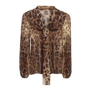 Zijden Bruine Shirt met Lange Mouwen Dolce & Gabbana , Brown , Dames