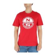 Rode Print T-shirt met Korte Mouwen North Sails , Red , Heren