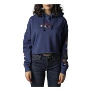 Blauwe Bedrukte Hoodie Tommy Jeans , Blue , Dames