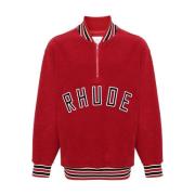 Vintage Rode Katoenen Trui met Geborduurd Logo Rhude , Red , Heren