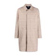 Beige Geruite Enkellange Jas A.p.c. , Beige , Heren