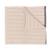 Geribde Cashmere Sjaal met Contraststreep Brunello Cucinelli , Beige ,...