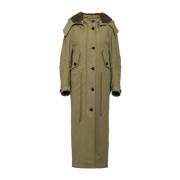 Militair Groene Lange Parka met Afneembare Capuchon Prada , Green , Da...