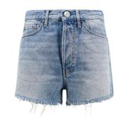 Blauwe Shorts met Hoge Taille en Metalen Knopen 3X1 , Blue , Dames