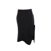 Gestructureerde zwarte katoenen rok met voorste split en asymmetrische...