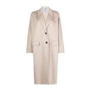 Licht Beige Cashmere Jas met Logo Borduursel Prada , Beige , Dames