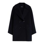 Dubbelbreasted Wol Pea Coat Max Mara , Blue , Dames