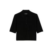 Luxe Wol Polo Shirt Max Mara , Black , Dames