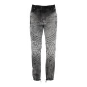 Motor Slim Fit Jeans met biker-geïnspireerd ontwerp Balmain , Gray , H...