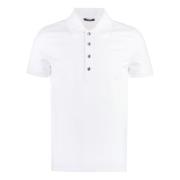 Geribbelde Gebreide Katoenen Poloshirt Balmain , White , Heren