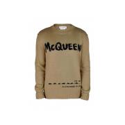 Zwarte Graffiti Sweater Alexander McQueen , Beige , Heren
