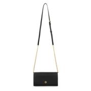 Robinson Leren Portemonnee met Ketting Tory Burch , Black , Dames