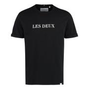 Katoenen T-shirt met logo Les Deux , Black , Heren