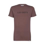 Contrasterend Logo Katoenen T-Shirt Les Deux , Purple , Heren