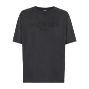 Vintage geborduurd T-shirt Balmain , Gray , Heren