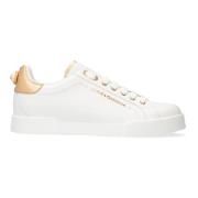 Leren Sneakers met Parel Achterkant Dolce & Gabbana , White , Dames