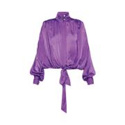 Lichte Satijnen Blouse Forte Forte , Purple , Dames