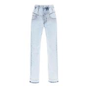 Frayed V-Seam Straight Leg Jeans Isabel Marant , Blue , Dames