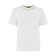 Katoenen T-shirt met Paddenstoel Kraag Fabiana Filippi , White , Dames