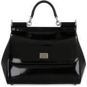 Sicily Leren Handtas Dolce & Gabbana , Black , Dames