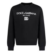 Velvet Print Katoenen Sweatshirt Dolce & Gabbana , Black , Heren