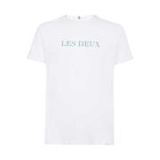 Katoenen Logo T-shirt Les Deux , White , Heren