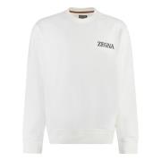 Katoenen Crew-Neck Sweatshirt Ermenegildo Zegna , White , Heren