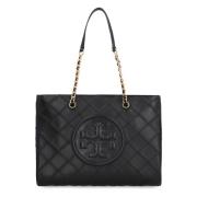 Fleming Leren Tote Tory Burch , Black , Dames