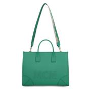 Leren Tote Tas MCM , Green , Dames