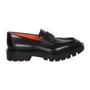 Zwarte Penny Loafer met Ronde Neus Santoni , Black , Dames