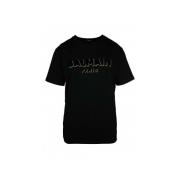 Zwart Oversized T-shirt met Textuur Logo Balmain , Black , Heren