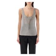 Beige Zilveren Kristallen Tanktop Giuseppe Di Morabito , Gray , Dames