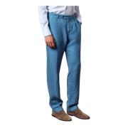 Zachte Linnen Broek Massimo Alba , Blue , Heren